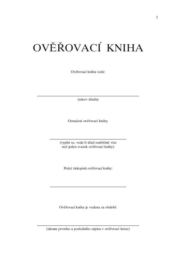 Ověřovací kniha – vnitřky