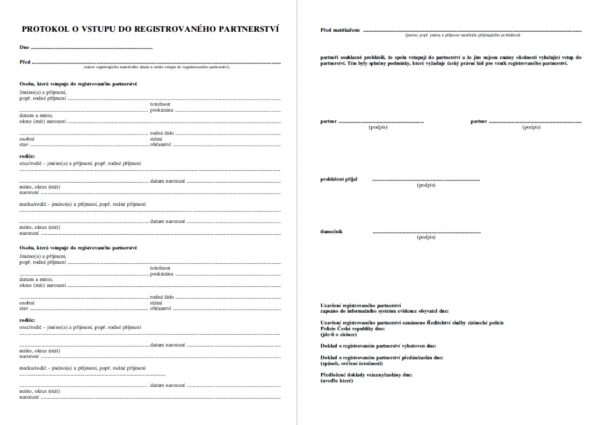 Protokol o vstupu do registrovaného partnerství (strana 01+02)