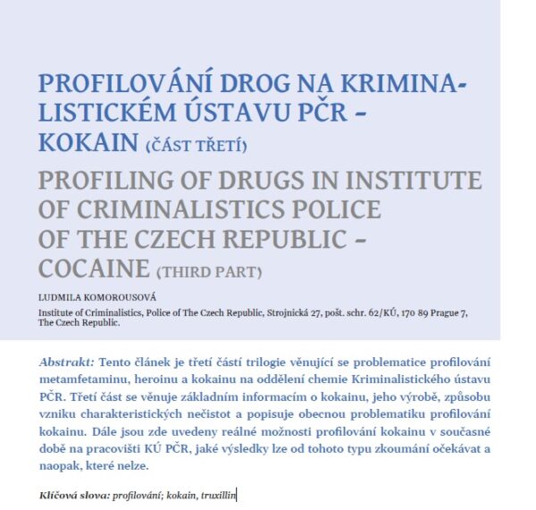 Profilování drog na Kriminalistickém ústavu PČR – KOKAIN (část třetí)
