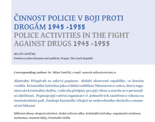 Činnost policie v boji proti drogám 1945-1955