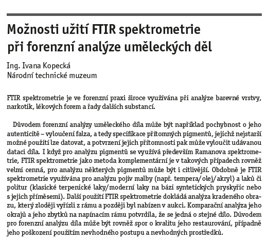 Možnosti užití FTIR spektometrie při forenzní analýze uměleckých děl