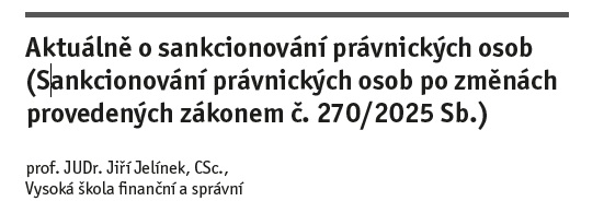 Aktuálně o sankcionování právnických osob