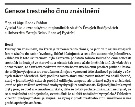 Geneze trestného činu znásilnění