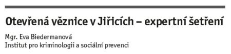 Otevřená věznice v Jiřicích – expertní šetření