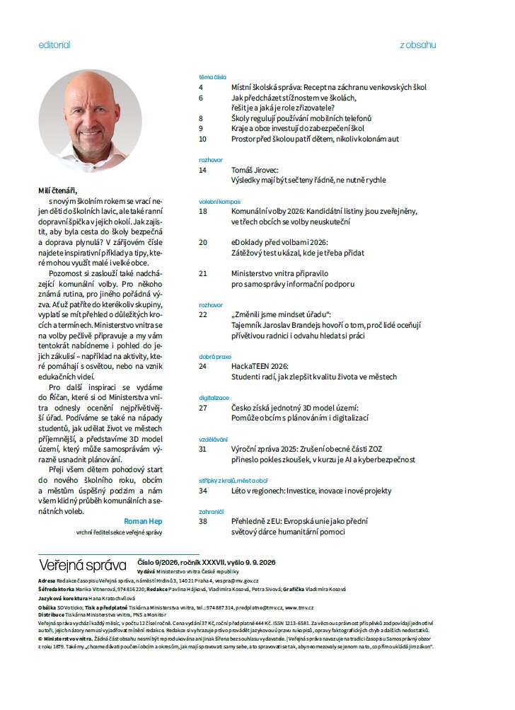 Veřejná správa 9/2026 – Obsah